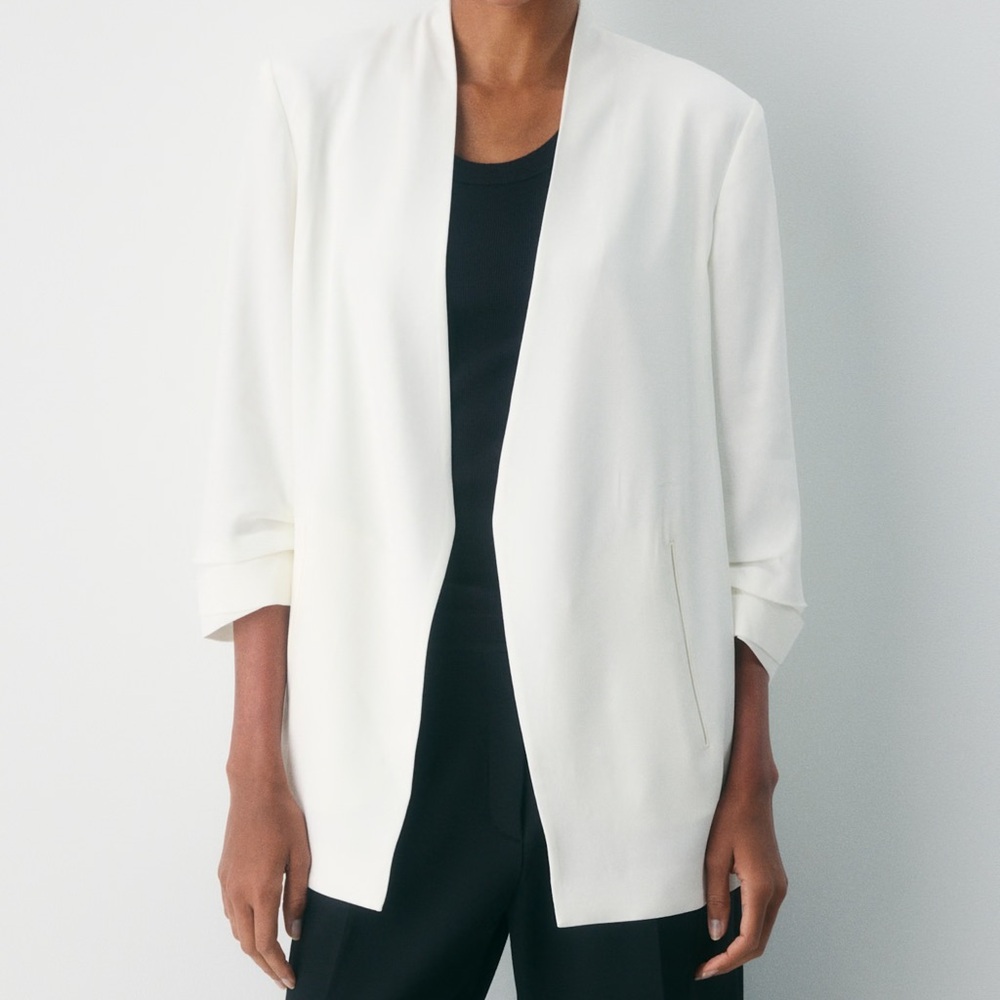 Babaton Ivory Open-Front Blazer Jacket